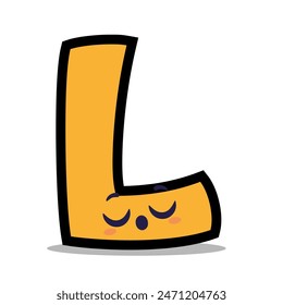 Letter L alphabet sleeping character illustration letter art kids primary learning fun vector