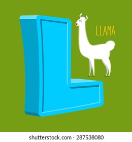 Letter "L" Animal llama. Animals Alphabet vector
