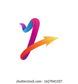 Letter L arrow logo icon design. Up arrow business marketing graph/chart vector. Company initial name colorful 3d gradient logo template