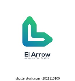 Letra L Arrow moderna plantilla de logotipo de color gradiente