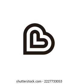 Buchstabe L in B, einfaches lineares geometrisches Symbol, Vektorgrafik