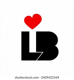 Letter L I B logo design with heart sign. Vector illustration