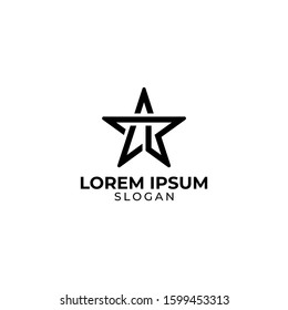 letter L B and stars logo design, monochrome logo