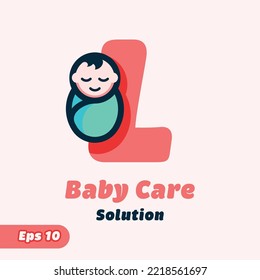 Letter L and baby care creative vector logo design
