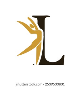 Letter with L Ballet Dancer Logo Design. Ballerina Logo icon vector