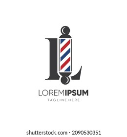 Letter L Barber Pole Logo Design Vector Icon Graphic Emblem Illustration