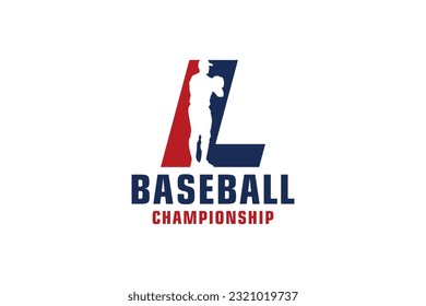 Letter L with Baseball Logo Design. Vector Design Template Elements for Sport Team or Corporate.