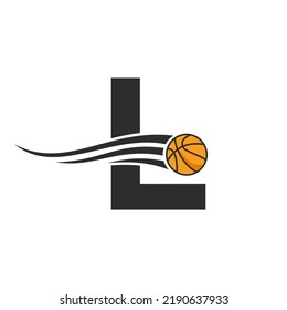 Letter L Basket Ball Logo Design For Basket Club Symbol Vector Template. Basketball Logo Element