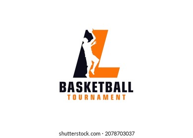 Letter L with Basketball Logo Design. Vector Design Template Elements for Sport Team or Corporate.