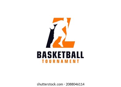 Letter L with Basketball Logo Design. Vector Design Template Elements for Sport Team or Corporate.