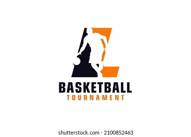 Letter L with Basketball Logo Design. Vector Design Template Elements for Sport Team or Corporate.