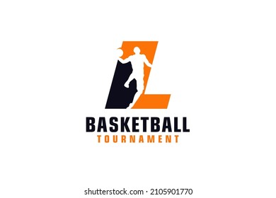 Letter L with Basketball Logo Design. Vector Design Template Elements for Sport Team or Corporate.