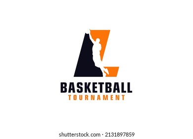 Letter L with Basketball Logo Design. Vector Design Template Elements for Sport Team or Corporate.