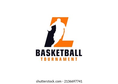 Letter L with Basketball Logo Design. Vector Design Template Elements for Sport Team or Corporate.