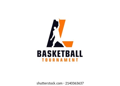 Letter L with Basketball Logo Design. Vector Design Template Elements for Sport Team or Corporate.