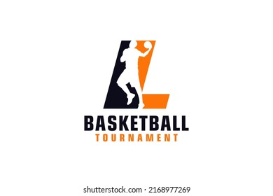 Letter L with Basketball Logo Design. Vector Design Template Elements for Sport Team or Corporate.