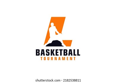 Letter L with Basketball Logo Design. Vector Design Template Elements for Sport Team or Corporate.