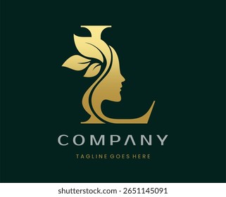 Letter L Beauty Face Nature Leaf Logo Design