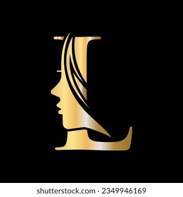 Letter L Beauty Spa Logo Concept With Woman Face Icon Vector Template