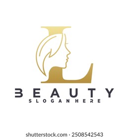 Letter L With Beauty Woman Face Logo template