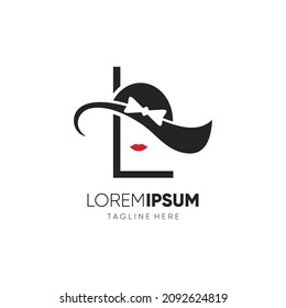 Letter L Beauty Woman Hat Logo Design Vector Icon Graphic Emblem Illustration