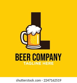 Letter L Beer Logo Design Template Inspiration, Vector Illustration.