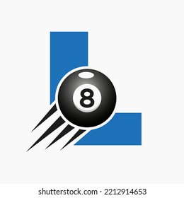 Letter L Billiards or Pool Logo Design For Billiard Room or 8 Ball Pool Club Symbol Vector Template