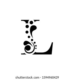 letter L. Black flower letter   Beautiful capital alphabet 