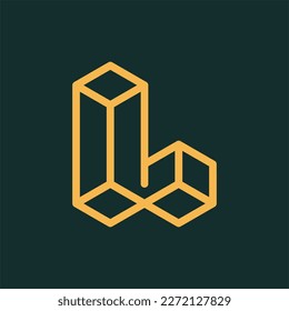 Letter l block geometric line modern design
