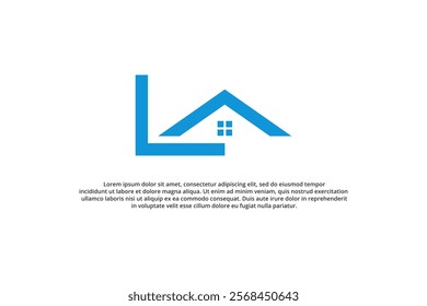 letter l blue house logo design