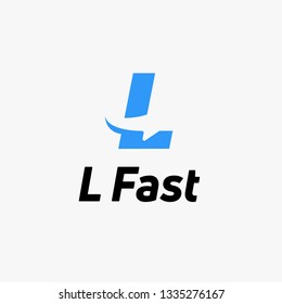 Letter L Blue logo with negative space arrow logo for business, transportation, delivery company . - Vector Illustration