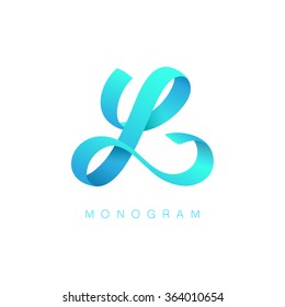 Letter L blue monogram. 