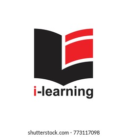 letter i l book shape i-learning logo vector 