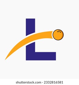 Letter L Bowling Logo. Bowling Ball Symbol With Moving Ball Icon