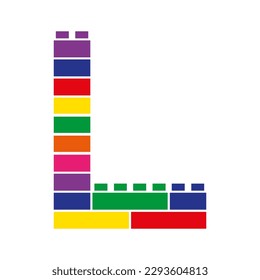 Letter L of Brick Building Blocks in vector colors