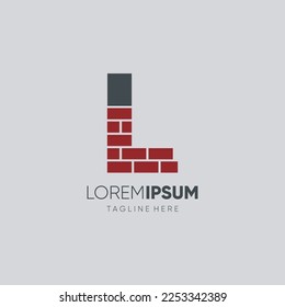 Letter L Brick Logo Design Vector Icon Graphic Emblem Illustration