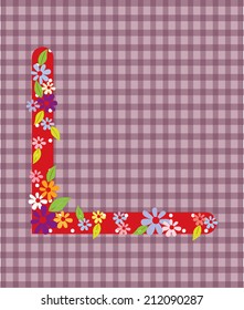 The letter L. Bright floral element of colorful alphabet in vector