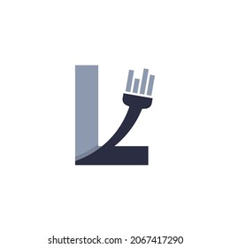 Letter L Brush and Paint with Minimalist Design Style