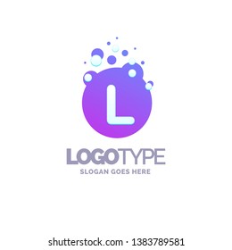 Letter L Bubbles Logo Purple Template. Vector Brand Name Design