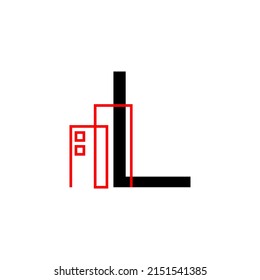 letter L with building decoration vector logo design element