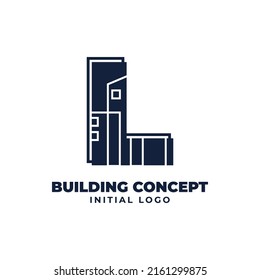letter L with building object initial vector logo design suitable for real estate and property business