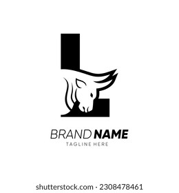 Letter L Bull Animal Logo Design Vector Icon Graphic Emblem Illustration 
