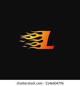 letter L Burning flame logo design template