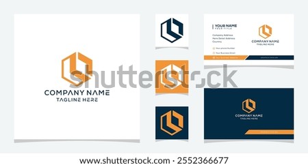 letter L business and technology logo design, arrow with hexagon concept vector