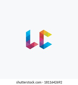 Letter L and C colorful Geometric logo Design Template