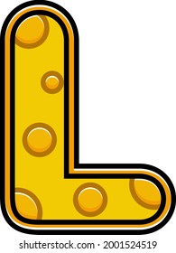 letter L cheese cartoon vector