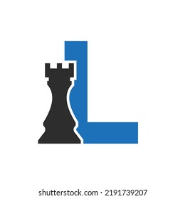 Letter L Chess Game Logo Design Vector Template. Chess Logo Type Symbol