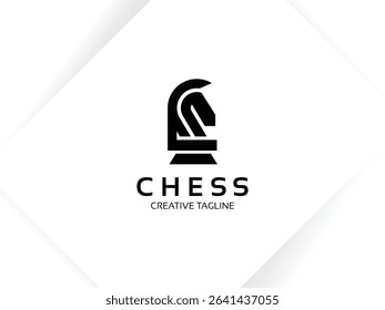 Letter L chess logo design template. Monogram knight logo