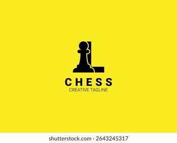 Letter L chess logo with pawn. Chess sport monogram logo template
