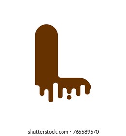 Letter L Chocolate font. sweetness alphabet. Liquid lettering. Sweet viscous ABC sign